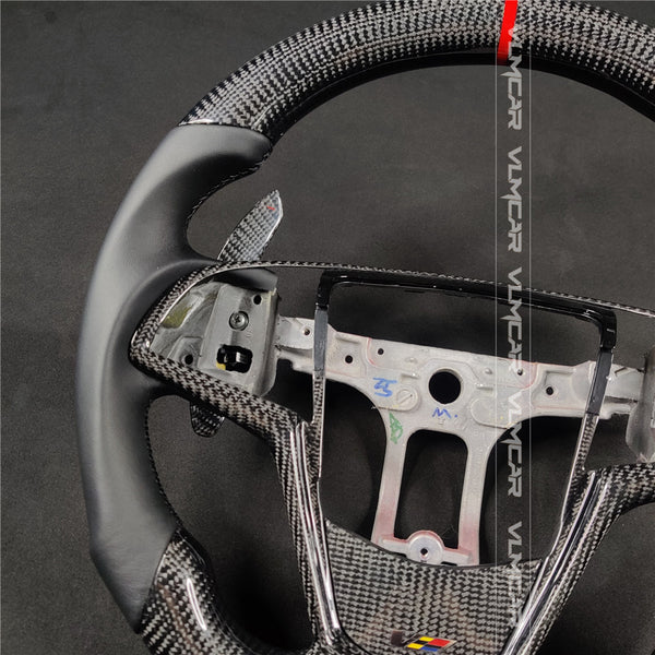 Private custom carbon fiber steering wheels with leather for  Cadillac ATS /CTS -V3/with carbon shift paddles