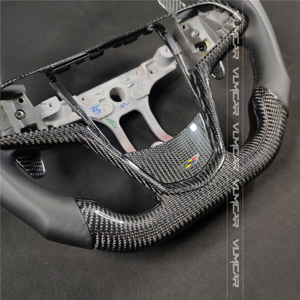 Private custom carbon fiber steering wheels with leather for  Cadillac ATS /CTS -V3/with carbon shift paddles