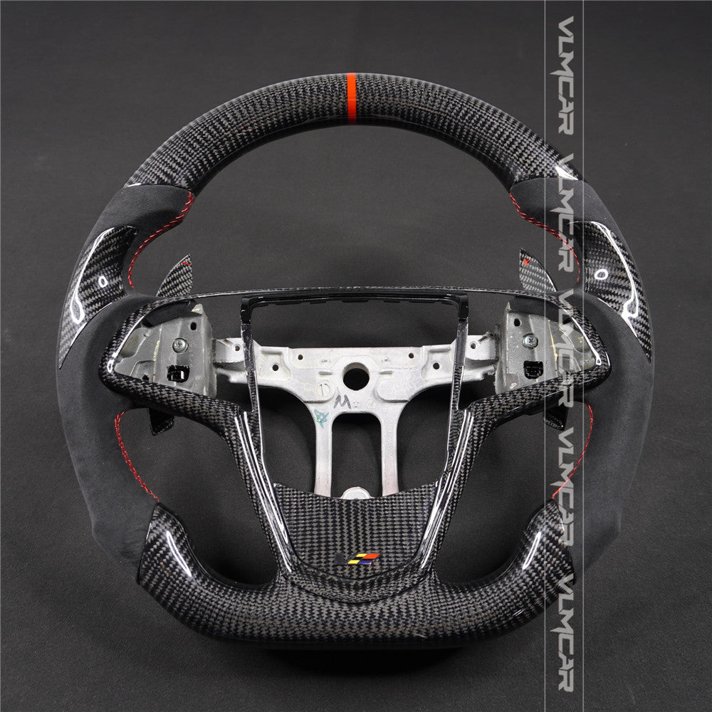 Private custom carbon fiber steering wheels with suede for  Cadillac ATS /CTS -V3/with carbon shift paddels