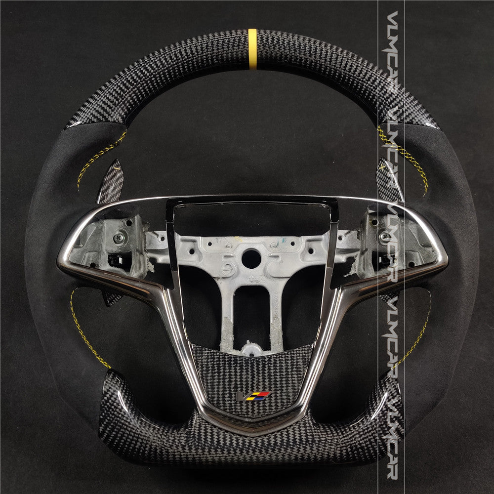 Private custom carbon fiber steering wheels with suede for  Cadillac ATS /CTS -V3/with carbon shift paddels