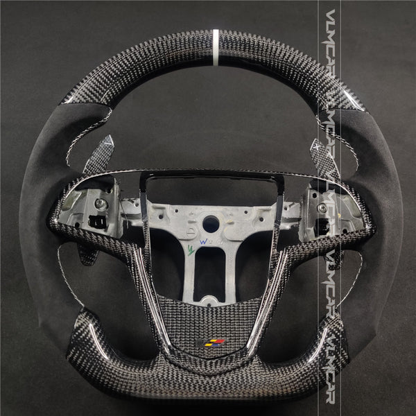 Private custom carbon fiber steering wheels with suede for  Cadillac ATS /CTS -V3/with carbon shift paddels