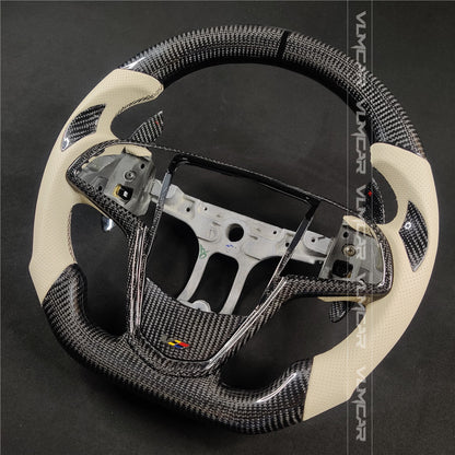 Private custom carbon fiber steering wheel with Beige leather for Cadillac ATS/CTS-V3 /with shift paddles