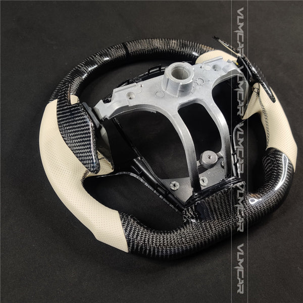 Private custom carbon fiber steering wheel with Beige leather for Cadillac ATS/CTS-V3 /with shift paddles