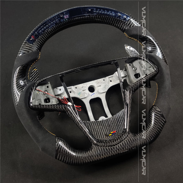 Private custom carbon fiber steering wheel with LED display for Cadillac ATS/CTS-V3 with shift paddles