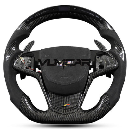 Private custom carbon fiber steering wheel with LED display for Cadillac ATS/CTS-V3/ with shift paddles/airbag cover