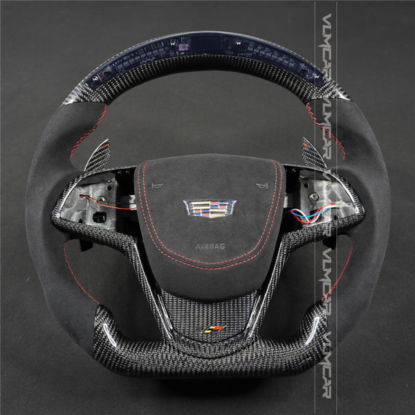 Private custom carbon fiber steering wheel with LED display for Cadillac ATS/CTS-V3/ with shift paddles/airbag cover