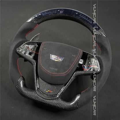 Private custom carbon fiber steering wheel with LED display for Cadillac ATS/CTS-V3/ with shift paddles/airbag cover