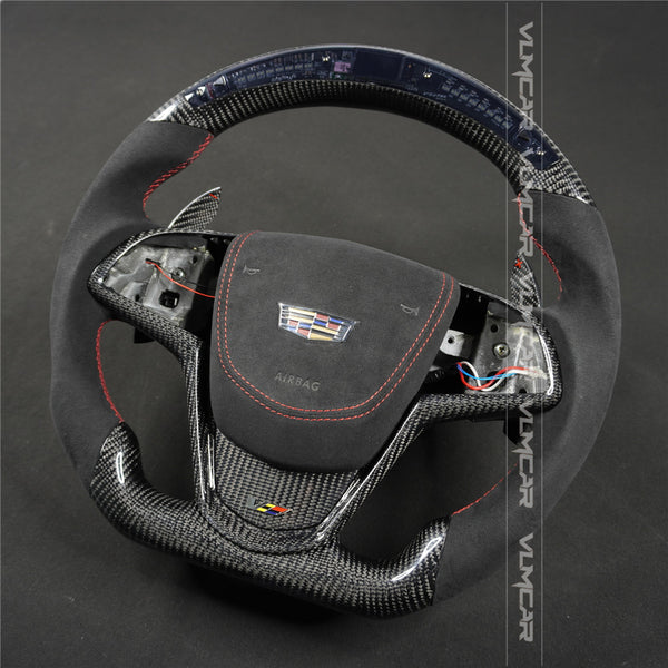 Private custom carbon fiber steering wheel with LED display for Cadillac ATS/CTS-V3/ with shift paddles/airbag cover