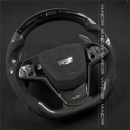 Private custom carbon fiber steering wheel with LED display for Cadillac ATS/CTS-V3/ with shift paddles/airbag cover