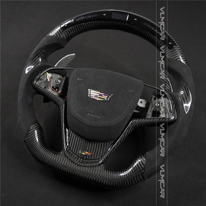 Private custom carbon fiber steering wheel with LED display for Cadillac ATS/CTS-V3/ with shift paddles/airbag cover