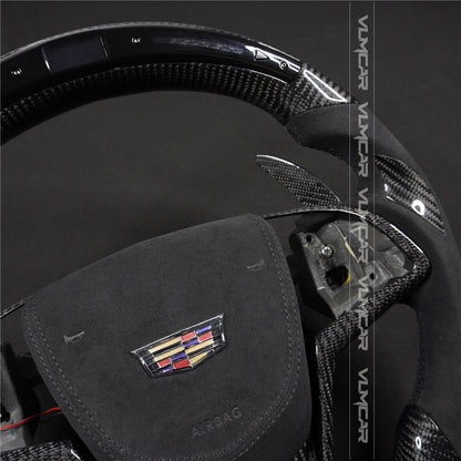 Private custom carbon fiber steering wheel with LED display for Cadillac ATS/CTS-V3/ with shift paddles/airbag cover