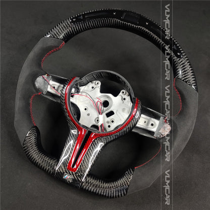 Private custom carbon fiber steering wheel with LED display for bmw M3/M4/M2/F80/F82/F83/F87/with suede