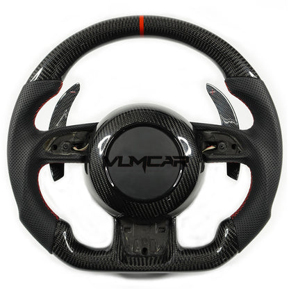 Private custom carbon fiber steering wheel with leather for audi A1/A6/A7/S/RS/with shift paddles and airbag cover