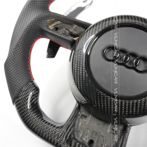 Private custom carbon fiber steering wheel with leather for audi A1/A6/A7/S/RS/with shift paddles and airbag cover