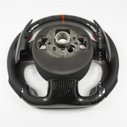 Private custom carbon fiber steering wheel with leather for audi A1/A6/A7/S/RS/with shift paddles and airbag cover