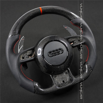 Private custom carbon fiber steering wheel with leather for audi A1/A6/A7/S/RS/with shift paddles and airbag cover