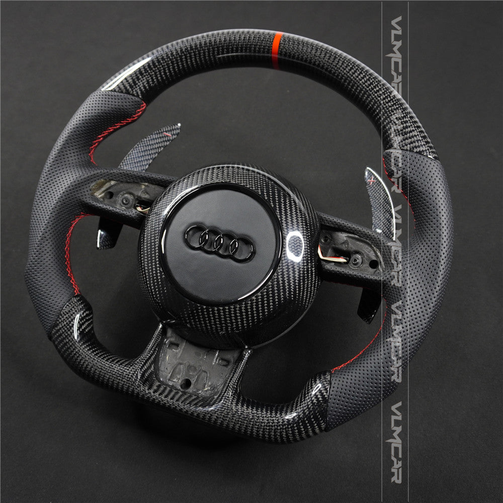 Private custom carbon fiber steering wheel with leather for audi A1/A6/A7/S/RS/with shift paddles and airbag cover