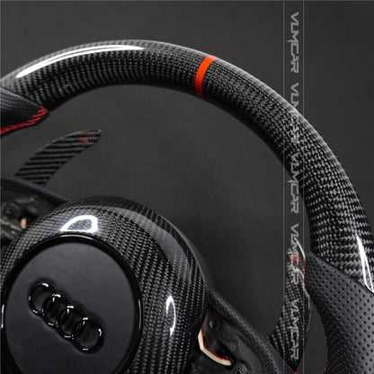 Private custom carbon fiber steering wheel with leather for audi A1/A6/A7/S/RS/with shift paddles and airbag cover