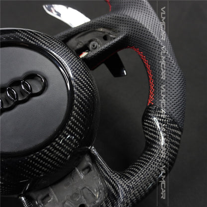 Private custom carbon fiber steering wheel with leather for audi A1/A6/A7/S/RS/with shift paddles and airbag cover