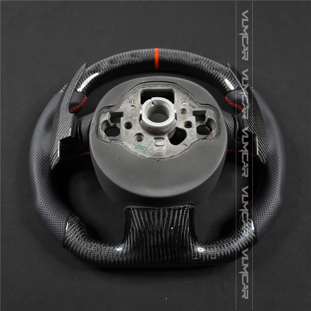 Private custom carbon fiber steering wheel with leather for audi A1/A6/A7/S/RS/with shift paddles and airbag cover