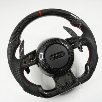 Private custom carbon fiber steering wheel with leather for audi A1/A6/A7/S/RS/with shift paddles and airbag cover