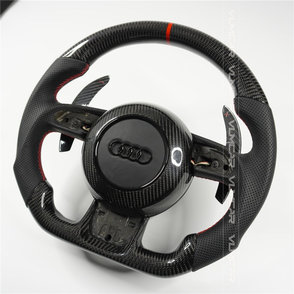 Private custom carbon fiber steering wheel with leather for audi A1/A6/A7/S/RS/with shift paddles and airbag cover