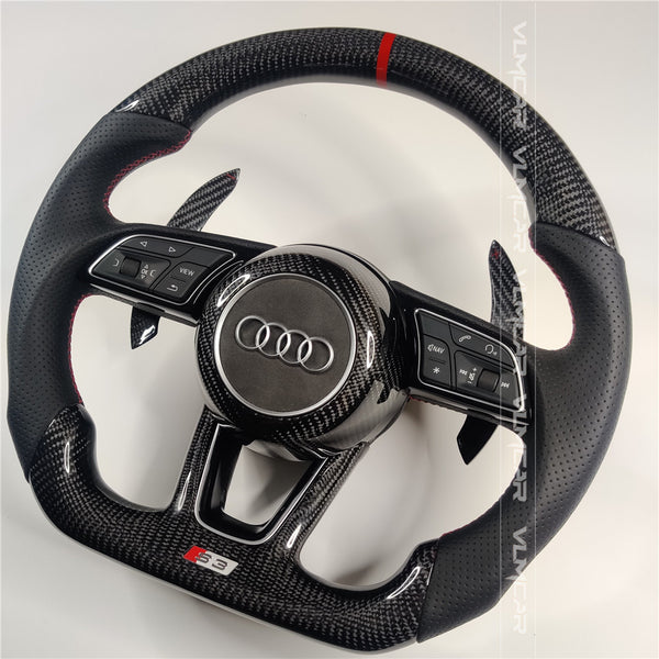 Private custom carbon fiber steering wheel with leather  for audi A3/A4/A5/S/RS/s-line