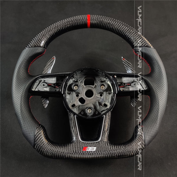 Private custom carbon fiber steering wheel with leather  for audi A3/A4/A5/S/RS/s-line