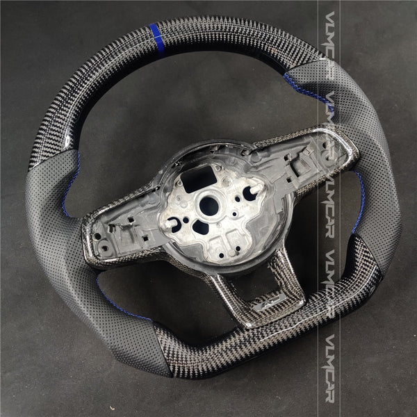 Private custom carbon fiber steering wheel with perforated leather for Volkswagen golf mk7/7.5/DSG/with R logo