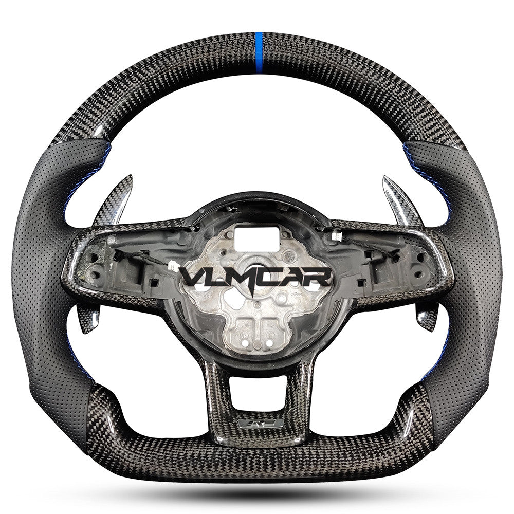 Private custom carbon fiber steering wheel with perforated leather for Volkswagen golf mk7/7.5/DSG/with R logo