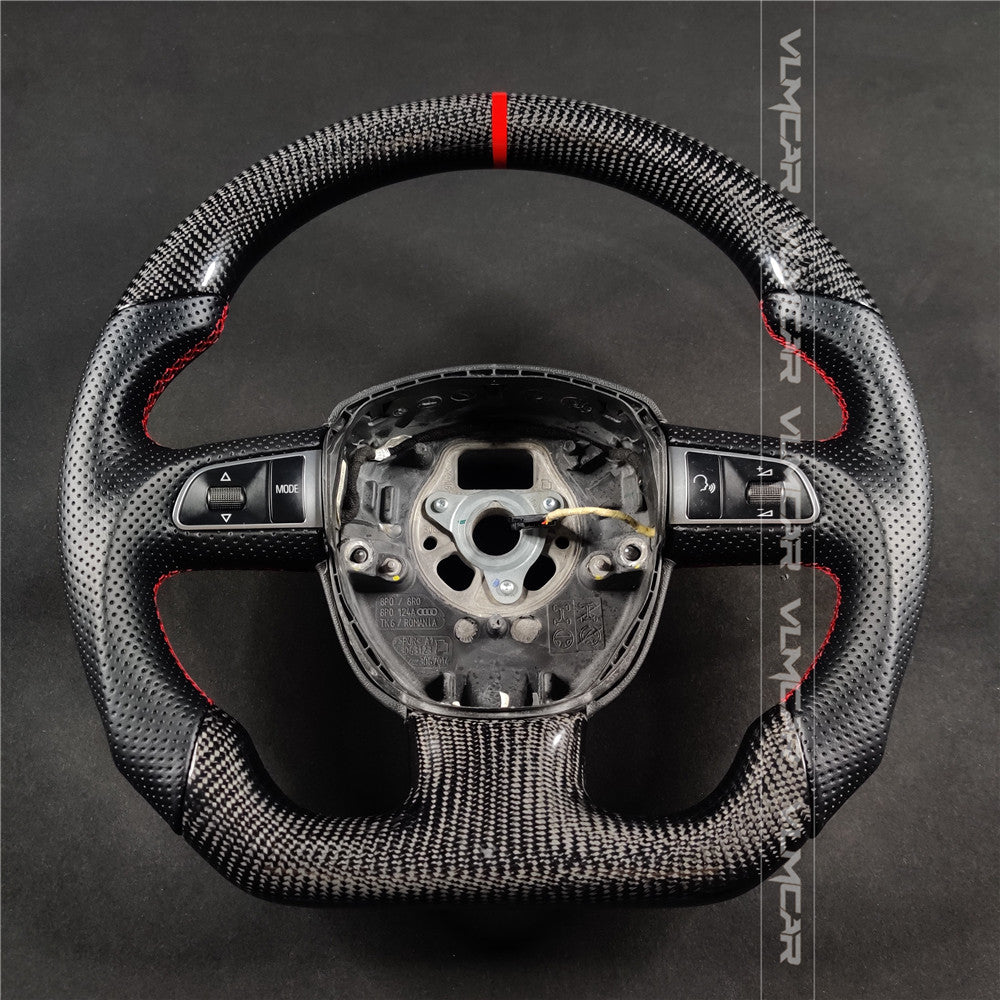 Private custom carbon fiber steering wheel with perforated leather for audi A3/A4/A5/A6/S/RS