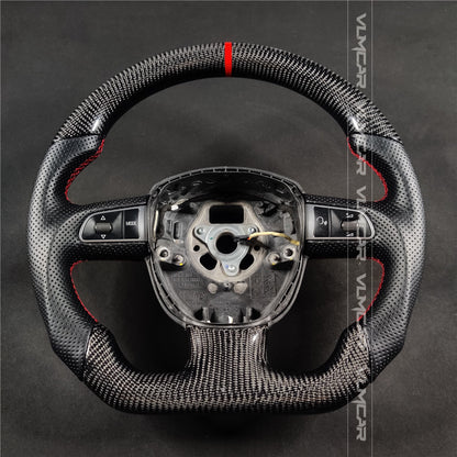 Private custom carbon fiber steering wheel with perforated leather for audi A3/A4/A5/A6/S/RS