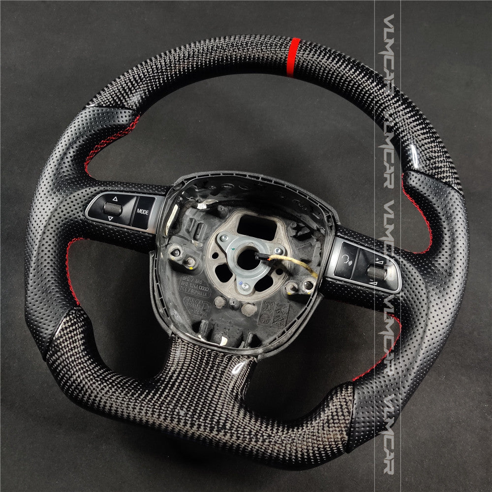 Private custom carbon fiber steering wheel with perforated leather for audi A3/A4/A5/A6/S/RS