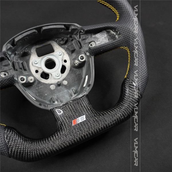 Private custom carbon fiber steering wheel with perforated leather for audi A3/A4/A5/A6/S/RS