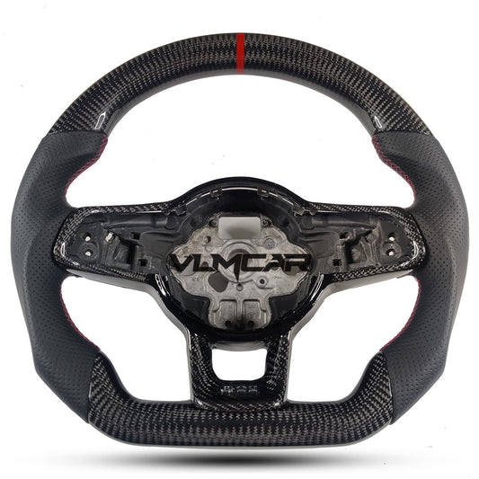 Private custom carbon fiber steering wheel with perforated leather for vw golf mk7/7.5/with GTI logo