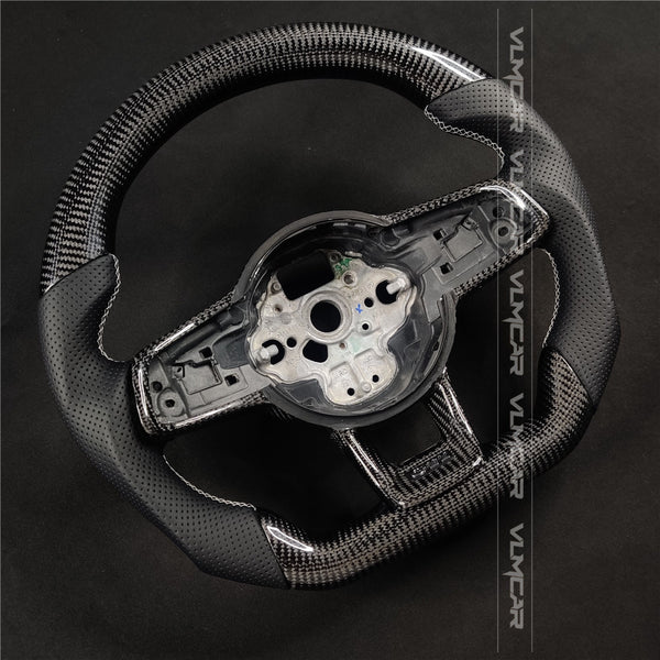 Private custom carbon fiber steering wheel with perforated leather for vw golf mk7/7.5/with GTI logo