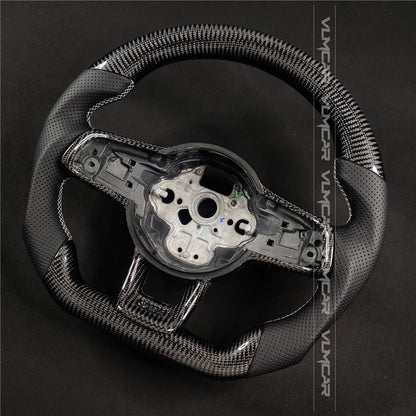 Private custom carbon fiber steering wheel with perforated leather for vw golf mk7/7.5/with GTI logo
