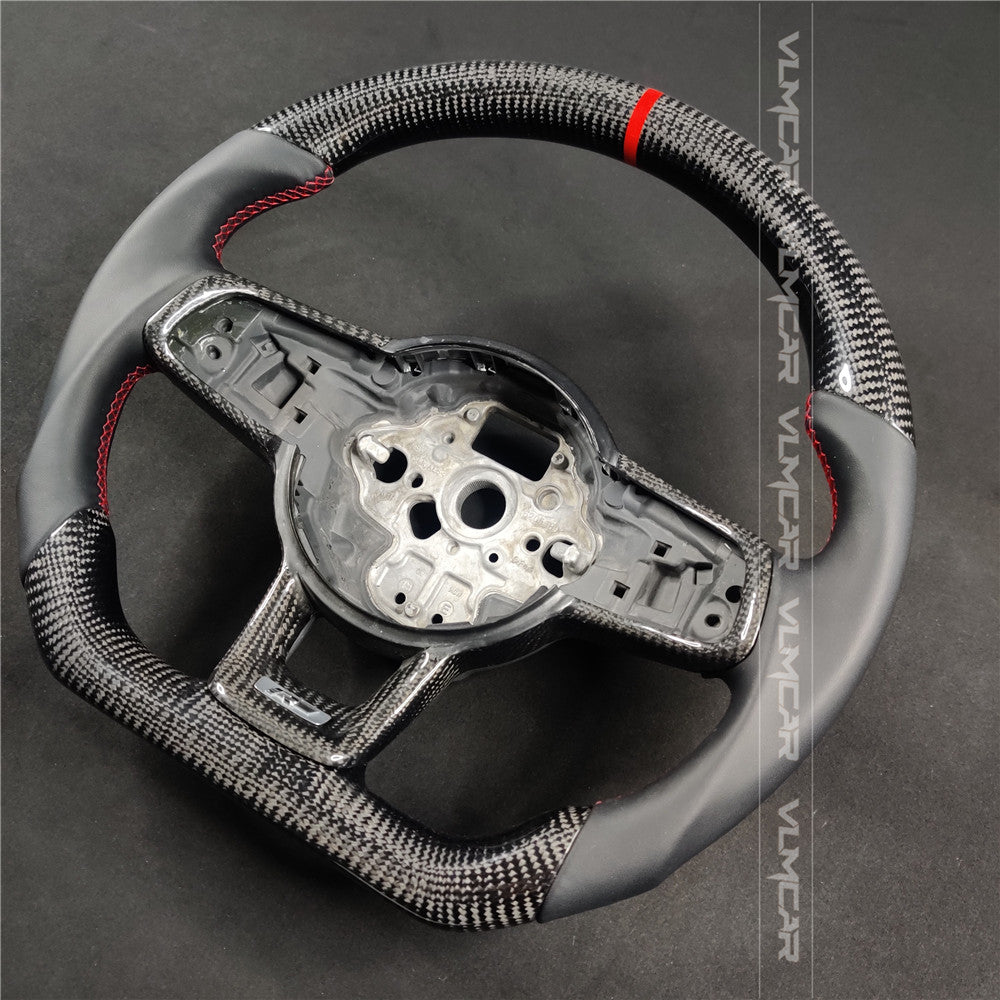 Private custom carbon fiber steering wheel with smooth leather for vw golf mk7/7.5/DSG/with R logo