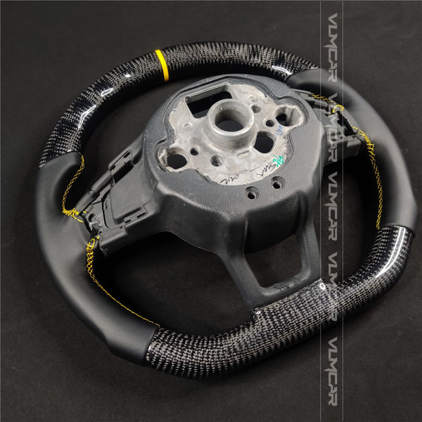 Private custom carbon fiber steering wheel with smooth leather for vw golf mk7/7.5/DSG/with R logo