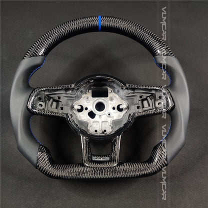 Private custom carbon fiber steering wheel with smooth leather for vw golf mk7/7.5/DSG/with R logo