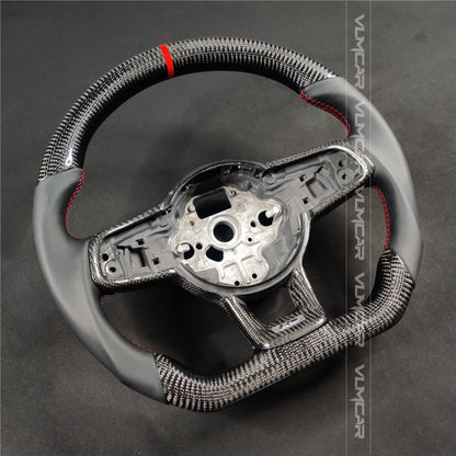 Private custom carbon fiber steering wheel with smooth leather for vw golf mk7/7.5/DSG/with R logo