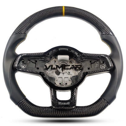 Private custom carbon fiber steering wheel with smooth leather for vw golf mk7/7.5/DSG/with R logo