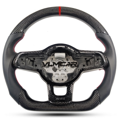 Private custom carbon fiber steering wheel with smooth leather for vw golf mk7/7.5/with GTI logo