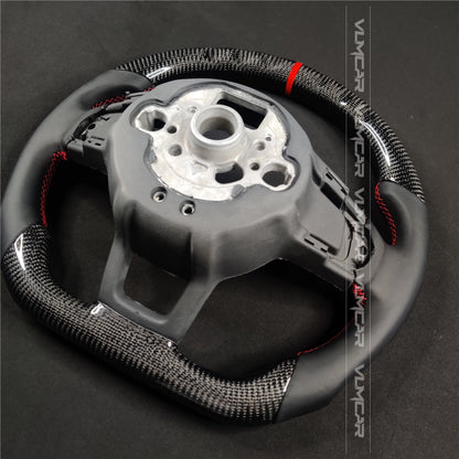 Private custom carbon fiber steering wheel with smooth leather for vw golf mk7/7.5/with GTI logo