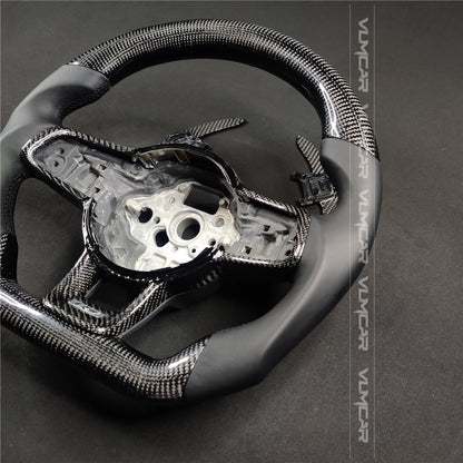 Private custom carbon fiber steering wheel with smooth leather for vw golf mk7/7.5/with GTI logo