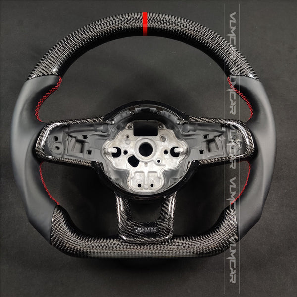 Private custom carbon fiber steering wheel with smooth leather for vw golf mk7/7.5/with GTI logo