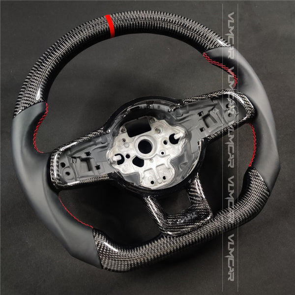 Private custom carbon fiber steering wheel with smooth leather for vw golf mk7/7.5/with GTI logo