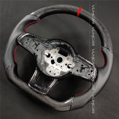 Private custom carbon fiber steering wheel with smooth leather for vw golf mk7/7.5/with GTI logo