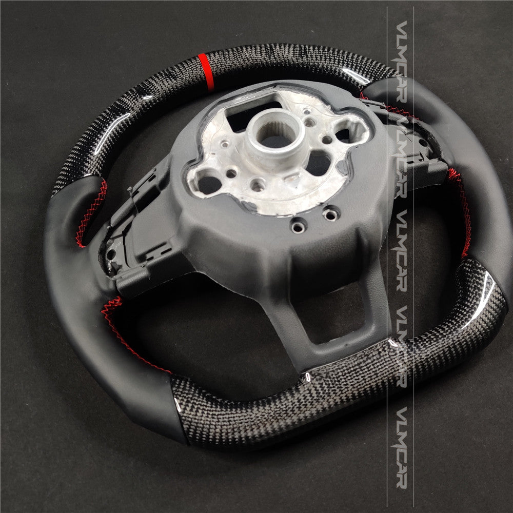 Private custom carbon fiber steering wheel with smooth leather for vw golf mk7/7.5/with GTI logo