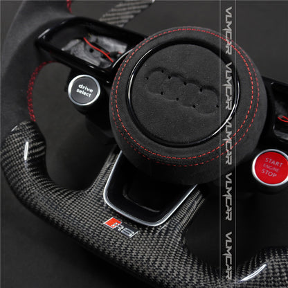 Private custom carbon fiber steering wheel with LED display for audi A3/A4/A5/S/RS/s-line/with R8 Engine Start Stop Drive select switch button